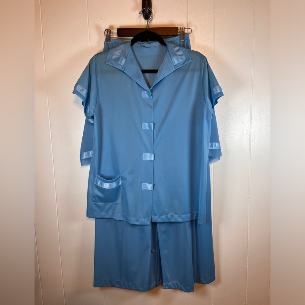 Vintage Henson Kickernick Three Piece Pajama Set Size 34 Blue Top Pants Robe